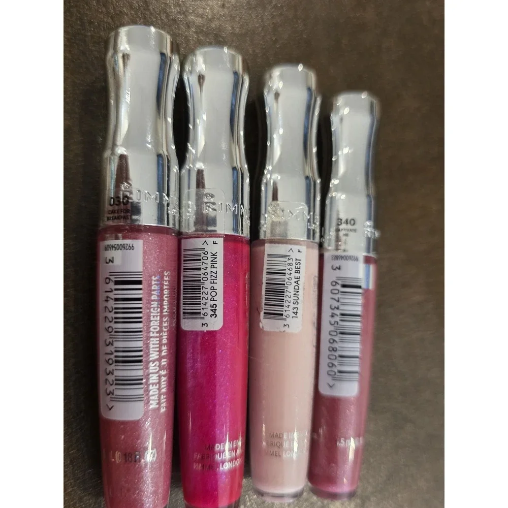 4x New And Sealed Rimmel Stay Glossy‎ 6 Hour Lipgloss Lip Gloss